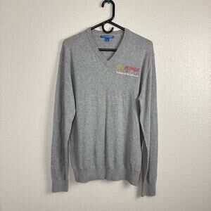 Port Authority Men's Size Small Gray Long Sleeve McDonald's Apmen V-Neck Sweater